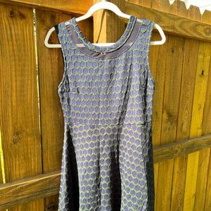 A-Line Navy and Green patterned dress size M